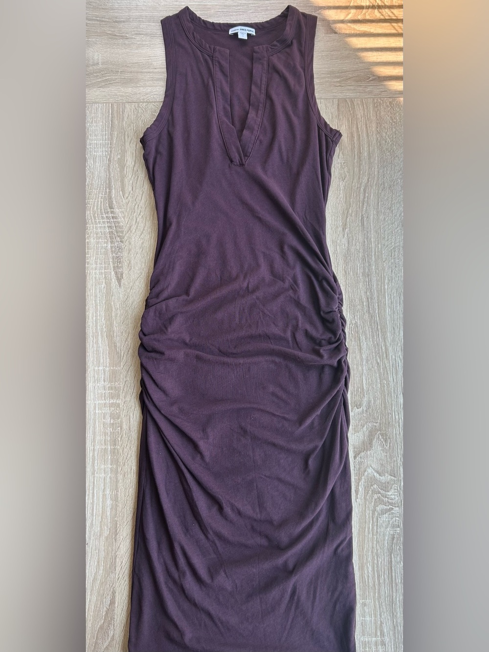 James Perse Sleeveless Ruched Midi Dress - Plum 1 S